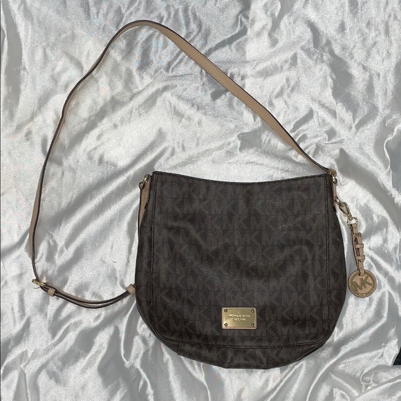 Michael Kors Handbags - Michael Kors Brown Monogram Crossbody with Gold Hardware